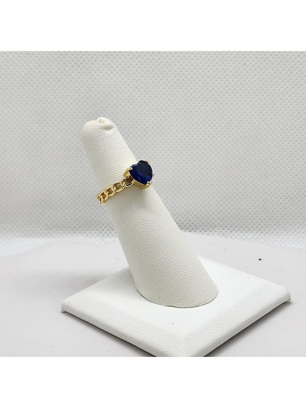 Brand New Sterling Silver 925 Blue Heart Gemstone Link Ring